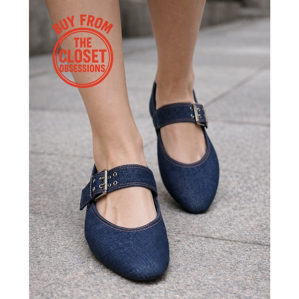 ZARA Denim Mary Jane Ballet Flats NWT Balletcore